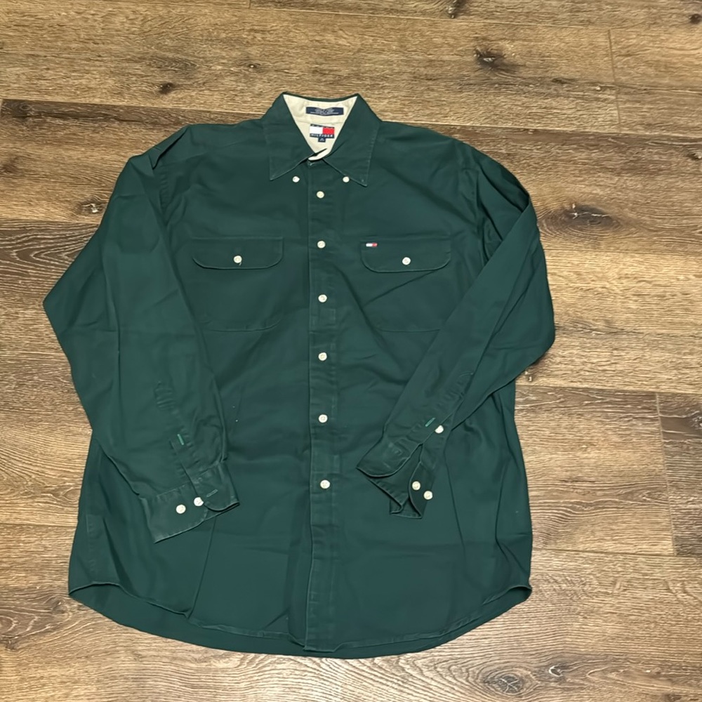 Tommy Hilfiger green button‎ down medium